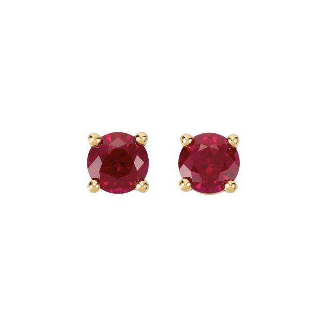 Round 5mm Lab-Grown Ruby Earrings