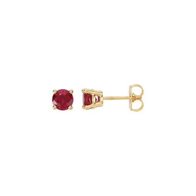 Round 5mm Lab-Grown Ruby Earrings