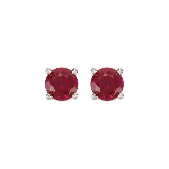 Round 5mm Lab-Grown Ruby Earrings