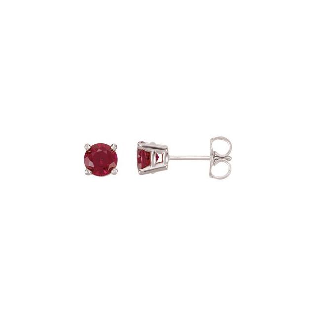 Round 5mm Lab-Grown Ruby Earrings