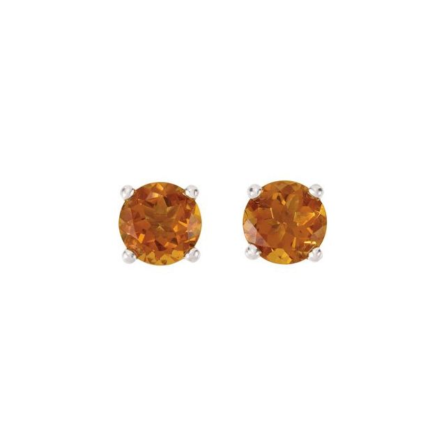 Round 6mm Natural Citrine Earrings