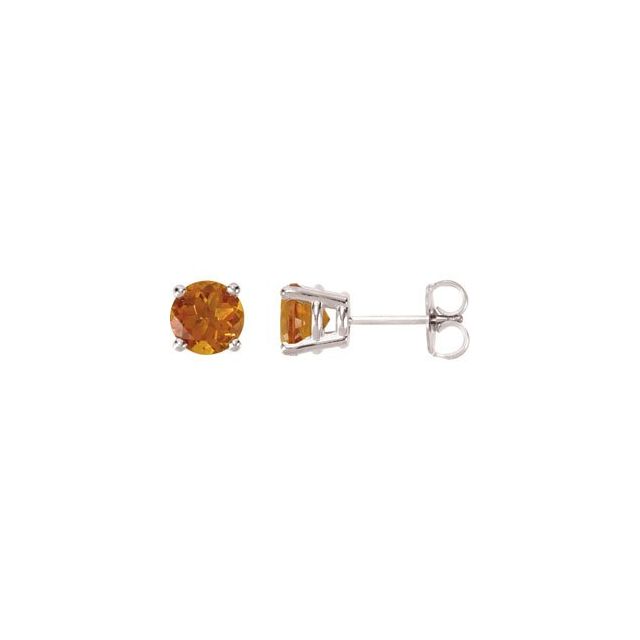 Round 6mm Natural Citrine Earrings