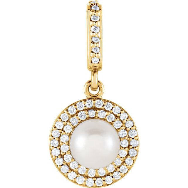 Cultured White Freshwater Pearl & 1/8 CTW Natural Diamond Pendant
