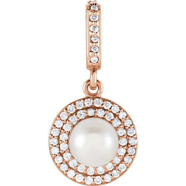 Cultured White Freshwater Pearl & 1/8 CTW Natural Diamond Pendant