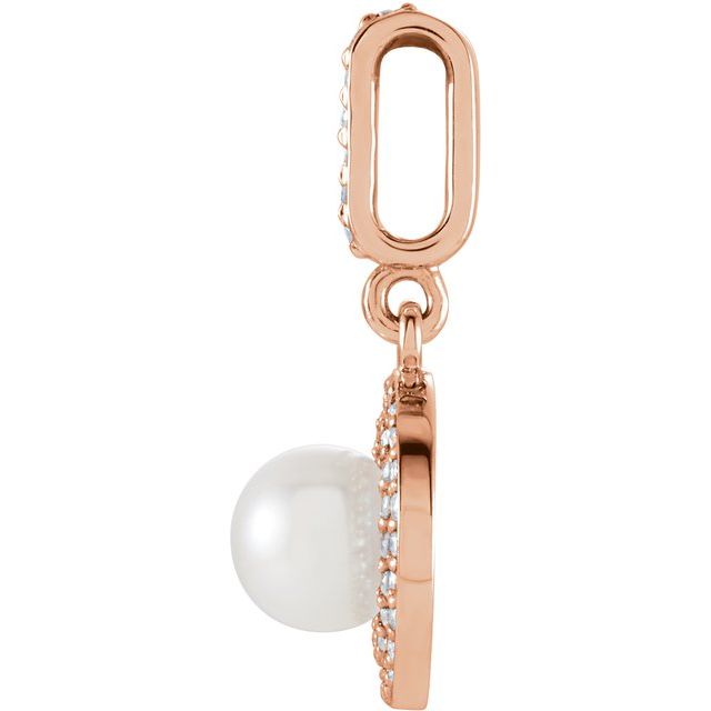 Cultured White Freshwater Pearl & 1/8 CTW Natural Diamond Pendant