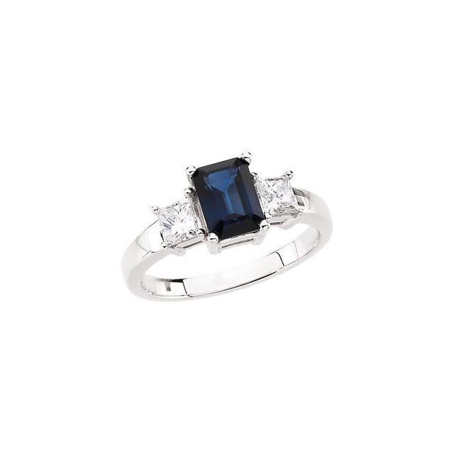 Natural Blue Sapphire & 1/2 CTW Natural Diamond Ring