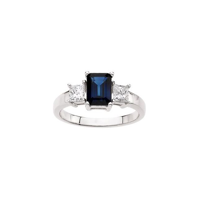 Natural Blue Sapphire & 1/2 CTW Natural Diamond Ring