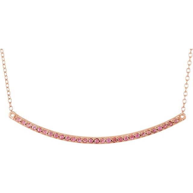 Natural Pink Sapphire Bar Necklace