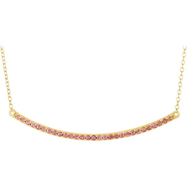 Natural Pink Sapphire Bar Necklace