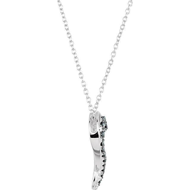 1/5 CTW Natural Black & White Diamond Heart Necklace