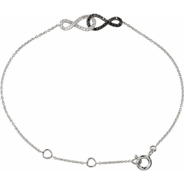 Round 1/5 CTW Natural Black & White Diamond Infinity-Inspired 5 3/4 - 6 3/4" Bracelet
