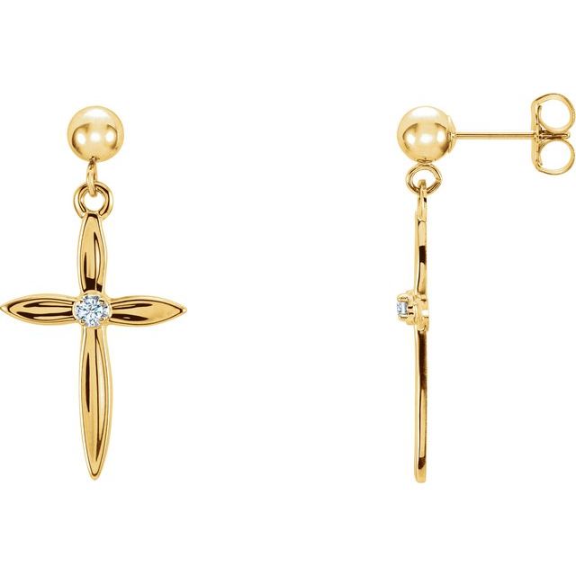 Round .04 CTW Natural Diamond Cross Earrings