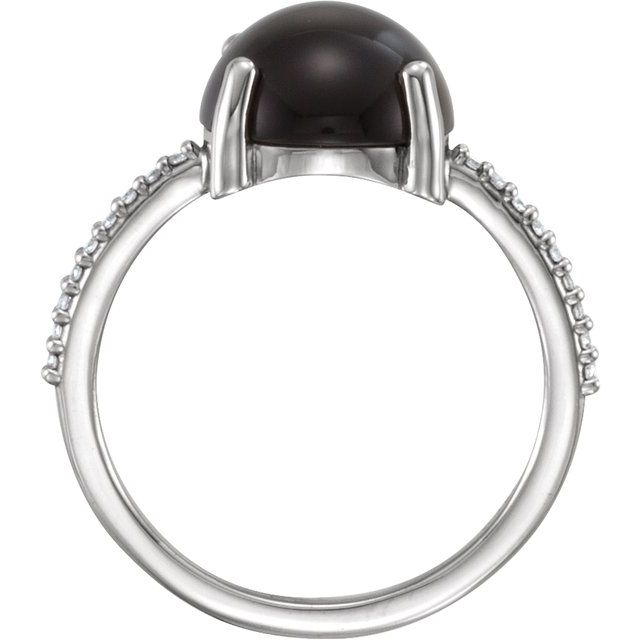 10mm Round Natural Onyx & .08 CTW Natural Diamond Ring
