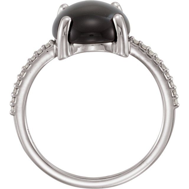12x10mm Oval Natural Onyx & .08 CTW Natural Diamond Ring