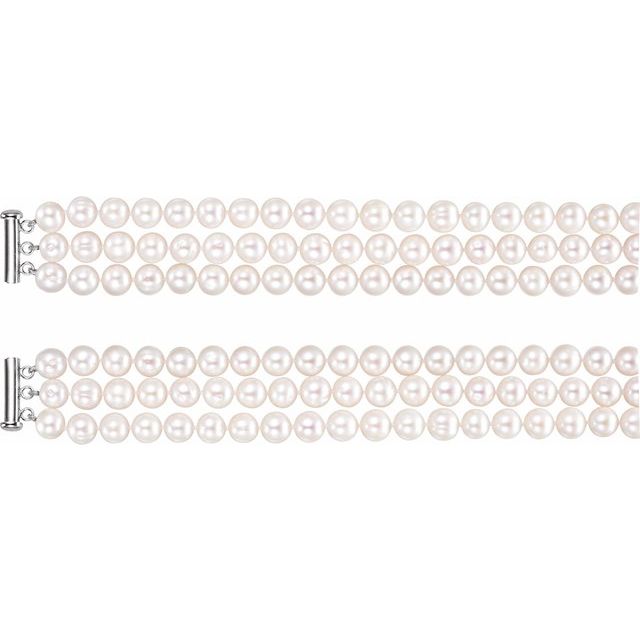 Cultured White Freshwater Pearl 3-Strand 22" Necklace