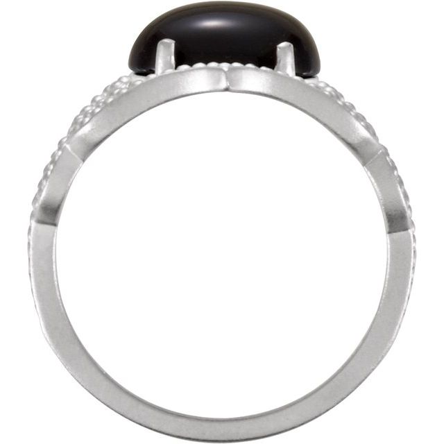 Oval Natural Onyx Cabochon Ring