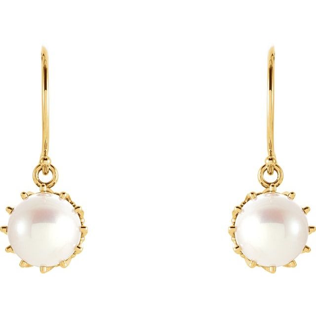Cultured White Freshwater Pearl Crown Earrings