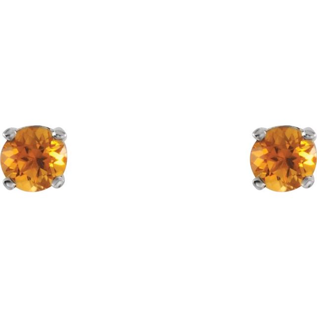 Round Natural Citrine Youth Earrings