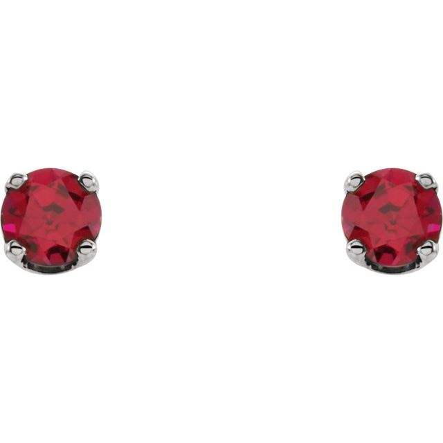 Round Natural Ruby Youth Earrings