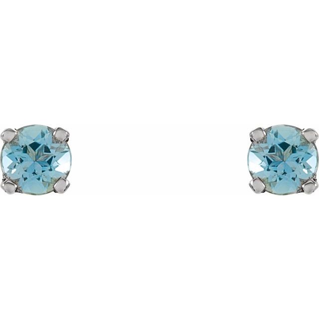 Round Natural Aquamarine Youth Earrings