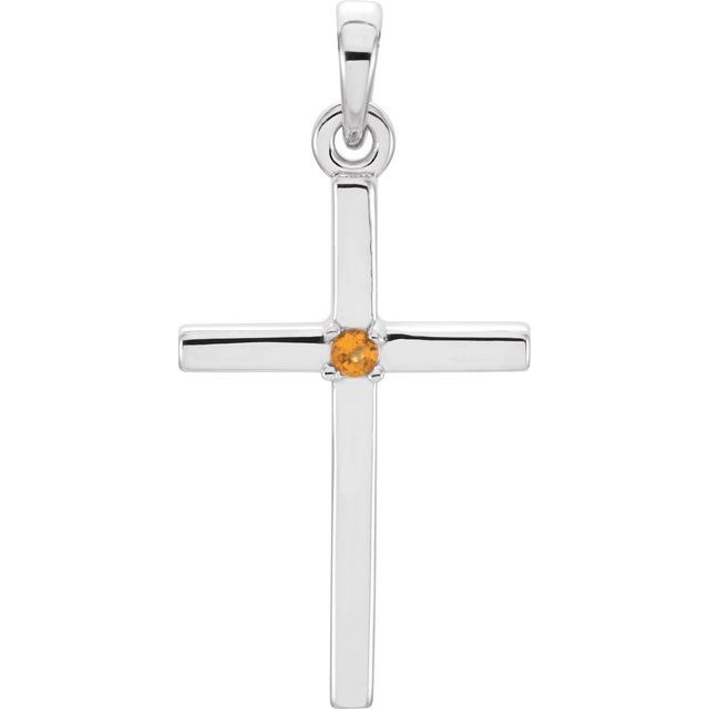 Round 22.6x11.4mm Natural Citrine Cross Pendant