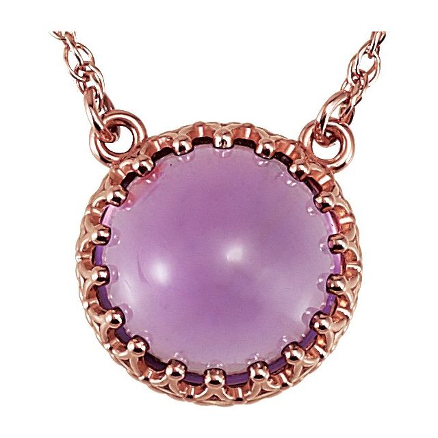 Round 10mm Natural Amethyst Crown Necklace