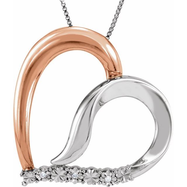 Round Gold-Plated Sterling Silver .02 CTW Natural Diamond Heart Necklace