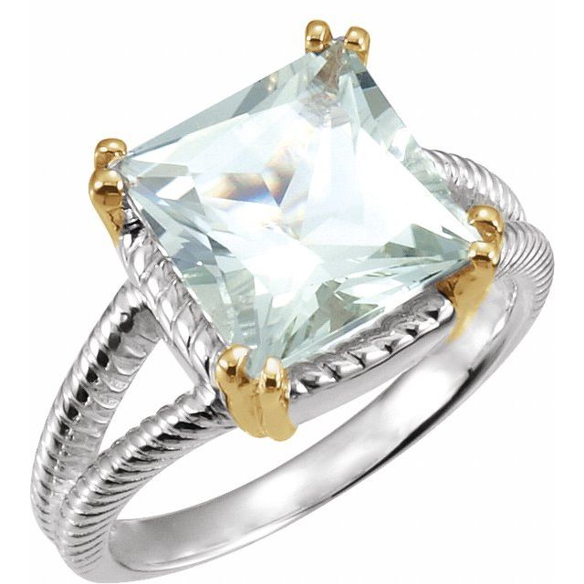 Checkerboard Natural Prasiolite Ring