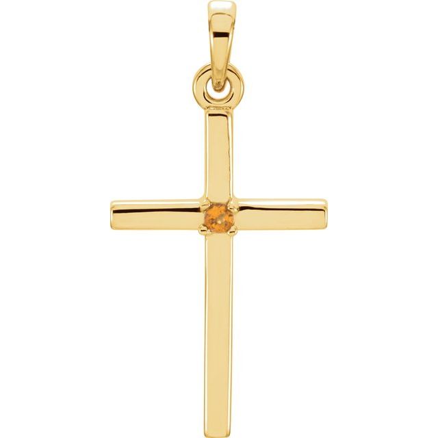 Round 22.6x11.4mm Natural Citrine Cross Pendant