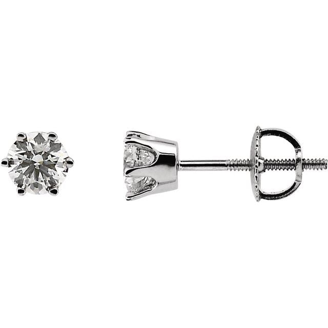 Round 3/4 CTW Natural Diamond 6-Prong Stud Earrings