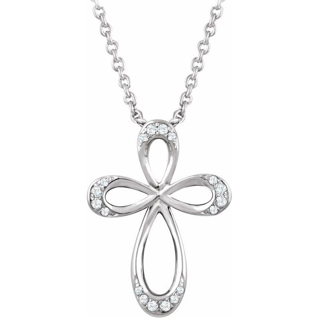 Round 1/10 CTW Natural Diamond Cross Necklace