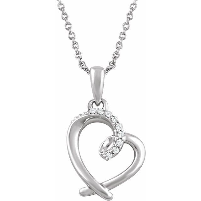Round .05 CTW Natural Diamond Heart Necklace