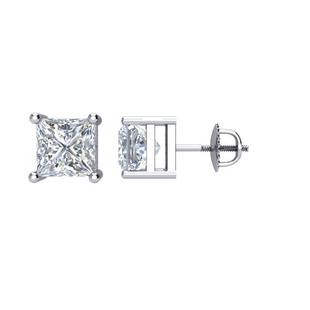 Square 1 1/2 CTW Natural Diamond Stud Earrings