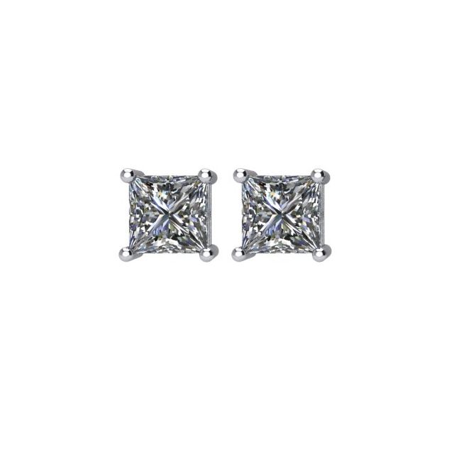 Square 3/4 CTW Natural Diamond Stud Earrings