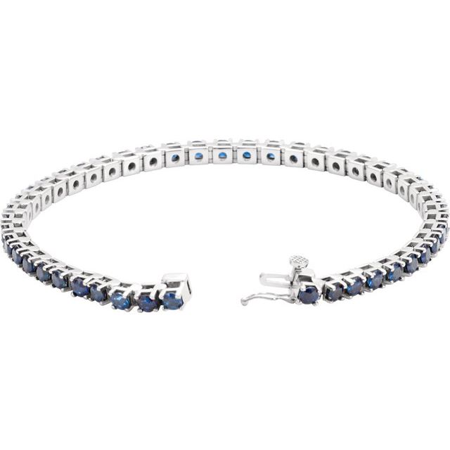 Round Natural Blue Sapphire Line Bracelet