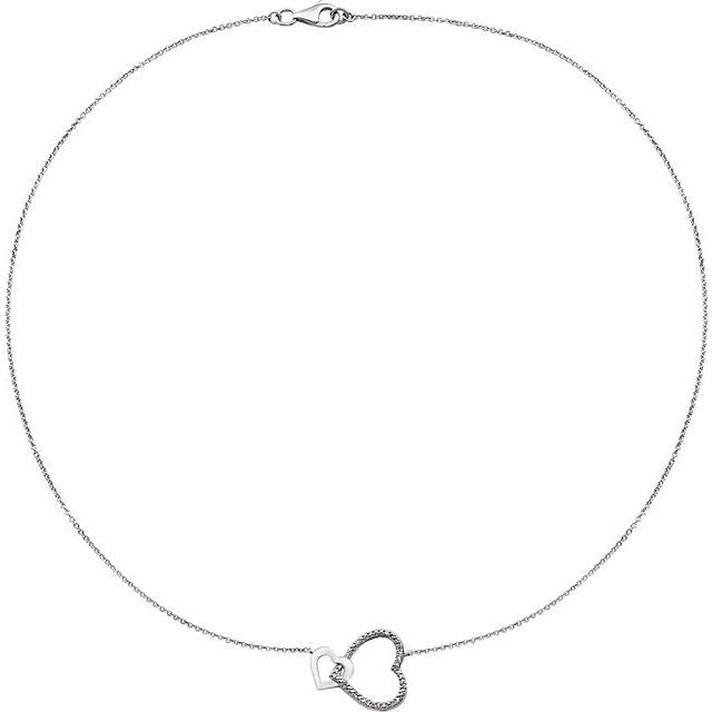 Round .03 CTW Natural Diamond Interlocking Heart Necklace