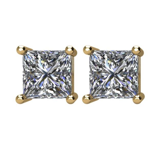 Square 1 1/2 CTW Natural Diamond Stud Earrings