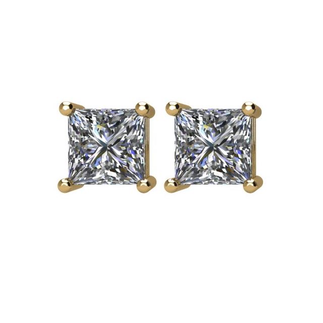Square 3/4 CTW Natural Diamond Stud Earrings