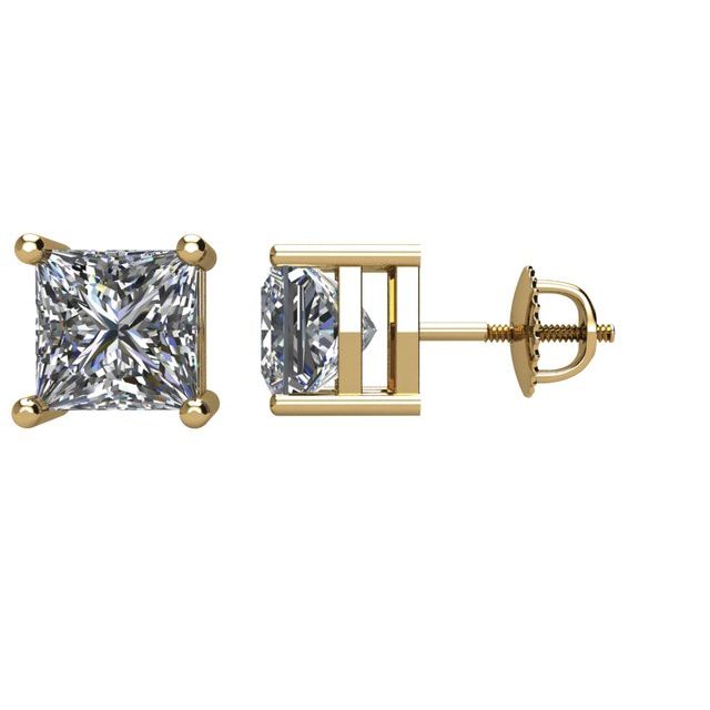 Square 1 1/2 CTW Natural Diamond Stud Earrings