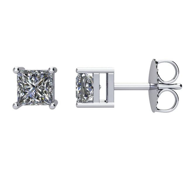 Square 1 1/2 CTW Natural Diamond Stud Earrings