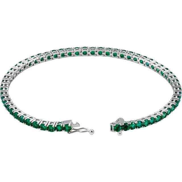 Round Lab-Grown Emerald Line 7.25" Bracelet