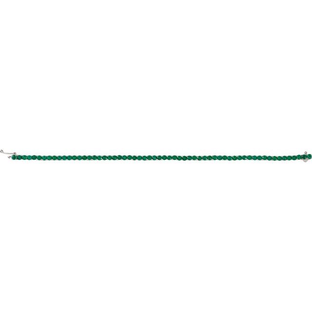 Round Lab-Grown Emerald Line 7.25" Bracelet