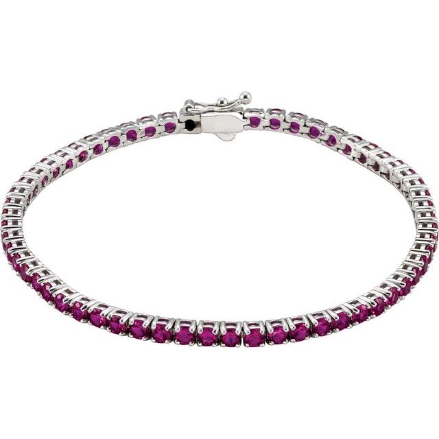 Round Lab-Grown Ruby Line 7.25" Bracelet