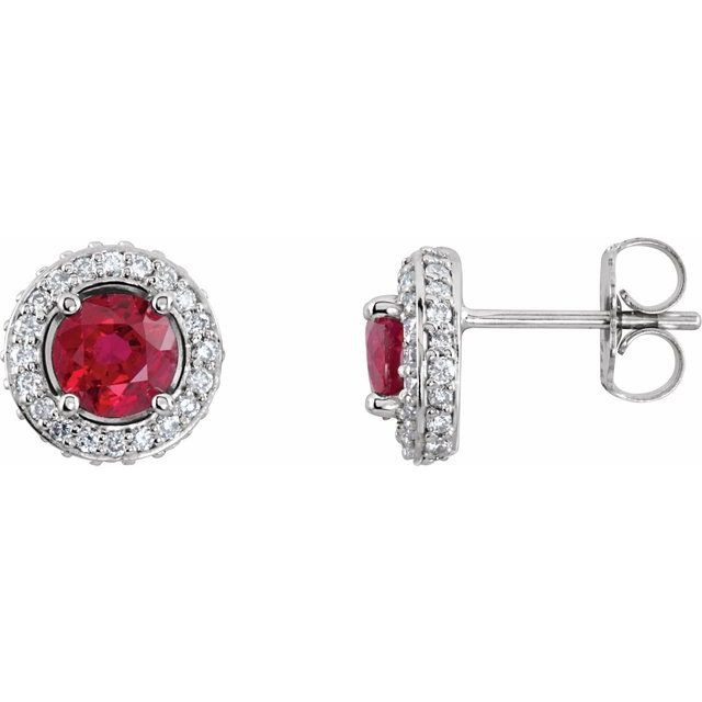 Round Natural Ruby & 1/3 CTW Natural Diamond Earrings