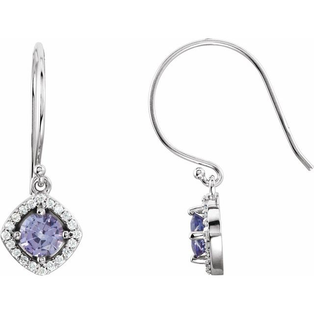 Round Natural Tanzanite & 1/5 CTW Natural Diamond Earrings