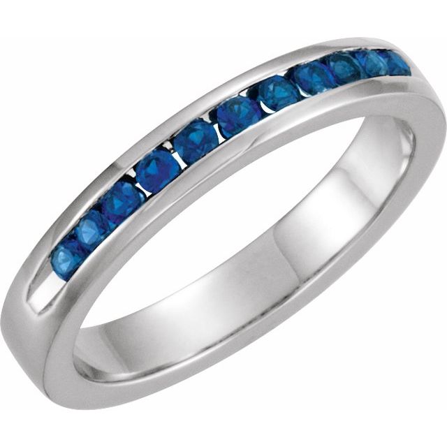 Round Natural Blue Sapphire Anniversary Band
