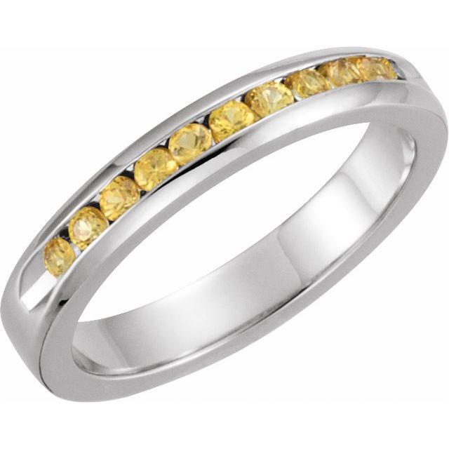 Round Natural Yellow Sapphire Anniversary Band