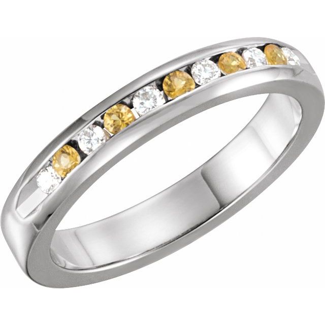 Round 1/10 CTW Natural Diamond & Natural Yellow Sapphire Anniversary Band
