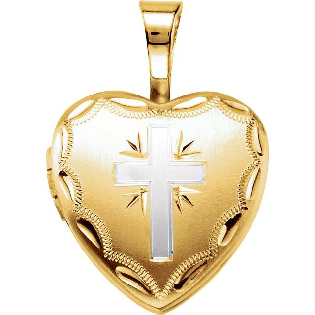 Gold-Plated Sterling Silver Heart Cross Locket
