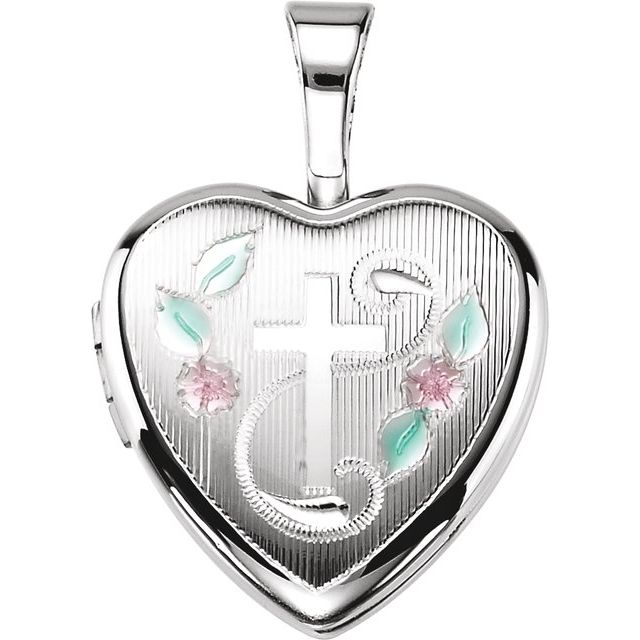 Enamel Cross Heart Locket